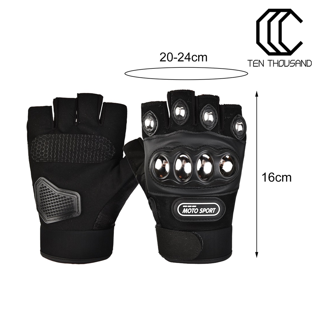❖1 Cặp Găng Tay Nửa Ngón Đi Xe Máy Bằng Thép Không Gỉ