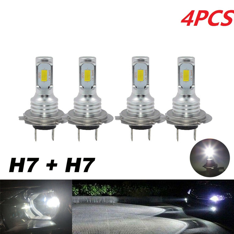 Set 6 Đèn Pha LED H7 6000K 240W 52000LM &amp; 100W 30000LM Chất Lượng Cao