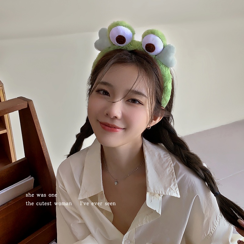 Băng Đô Cài Tóc Áp Suất Cao Rửa Mặt Hình Chú Ếch Vui Nhộn Dễ Thương Cho Nữ