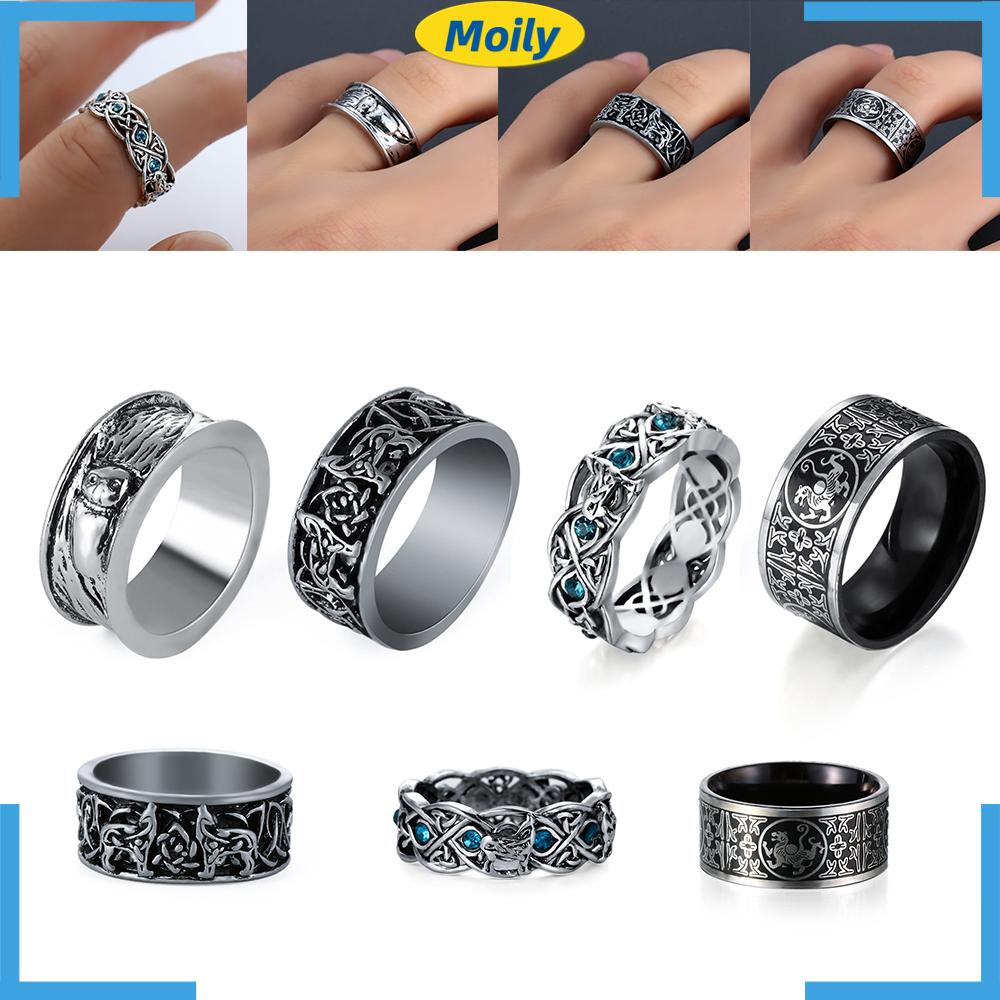 Nhẫn Thép Titan Họa Tiết Tôn Giáo Thời Trang