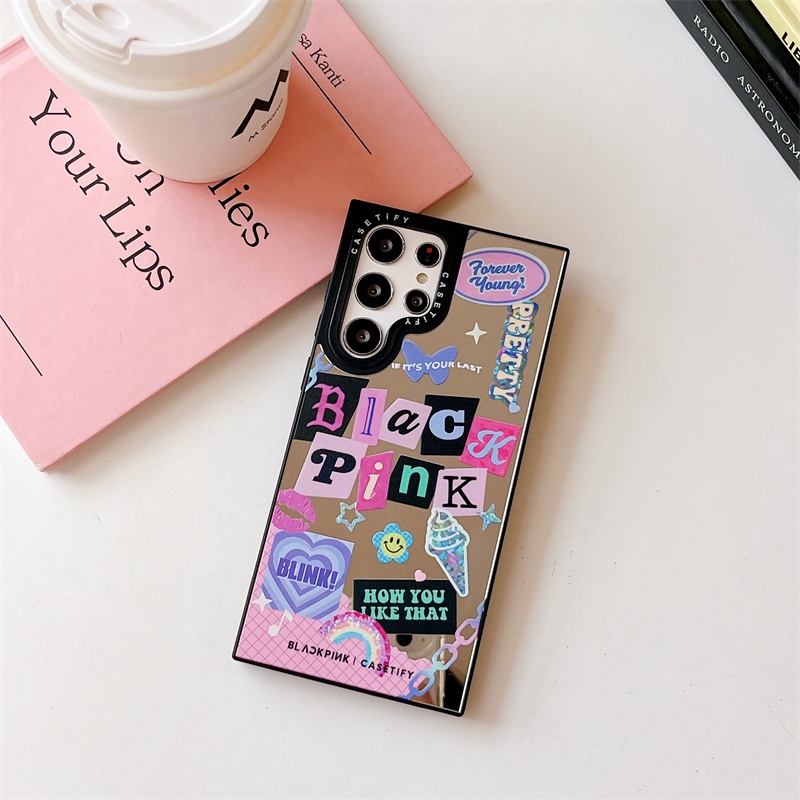 Blackpink Ốp Điện Thoại Silicon TPU Chống Sốc Có Gương Soi Cho Samsung Galaxy S22 S23 Ultra S23 Plus