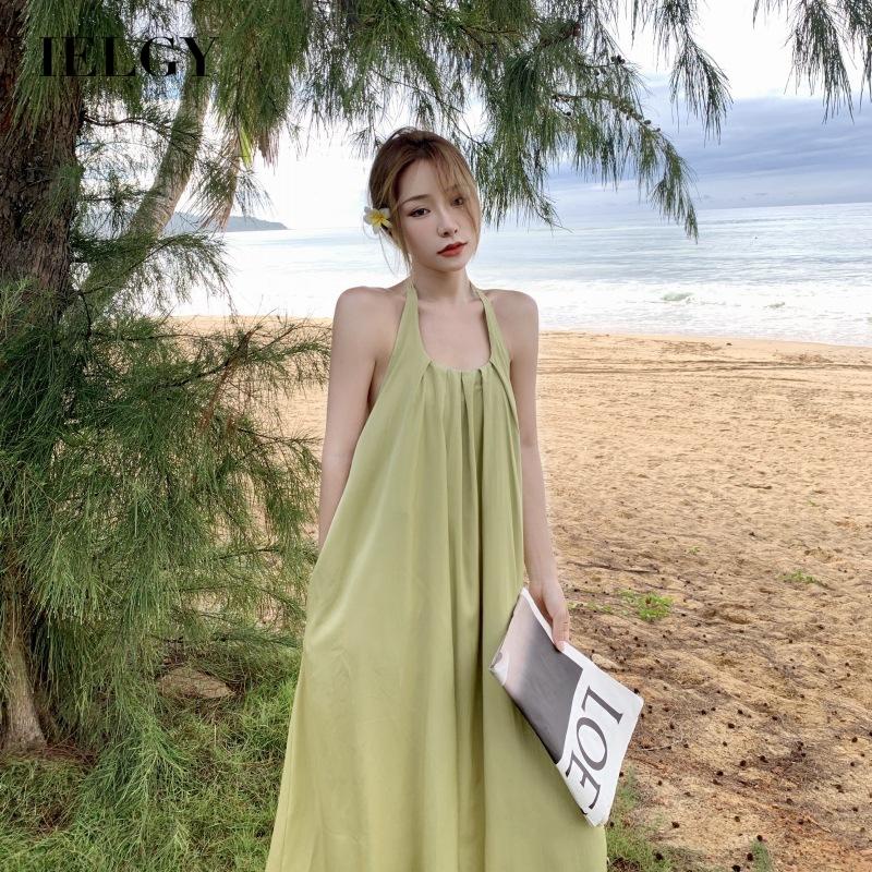 IELGY  Đầm Hai Dây Hở Lưng Phong Cách Pháp Quyến Rũ Cho Nữ