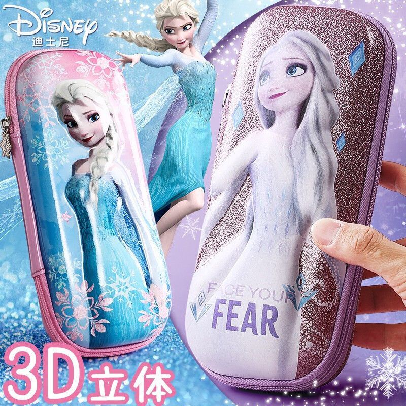 Disney DISNEY Hộp Đựng Bút Chì EVA Chống Sốc Cỡ Lớn In Hoạt Hình Frozen 3D Dễ Thương Cho Bé D4SZ 2023