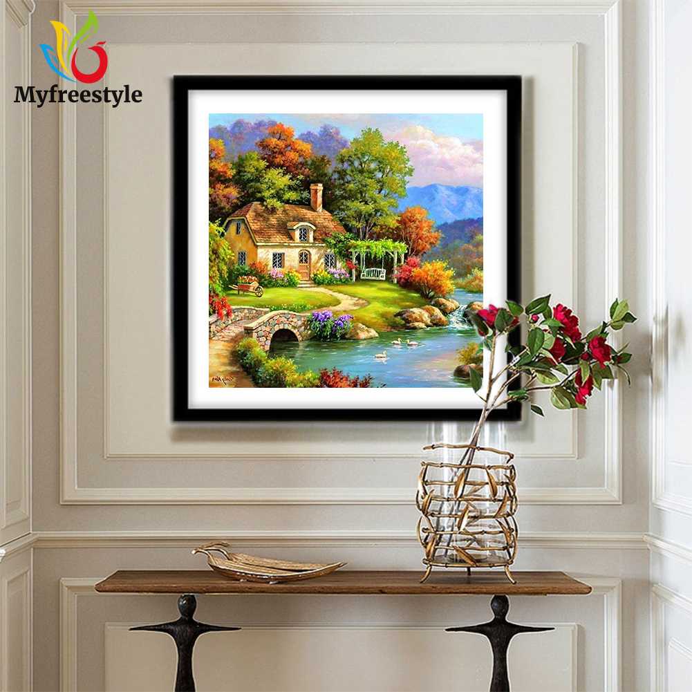 30 X 30cm Tranh Đính Đá Kim Cương Toàn Bộ 5D Diy Hình Vẽ Làng Quê Thư Giãn