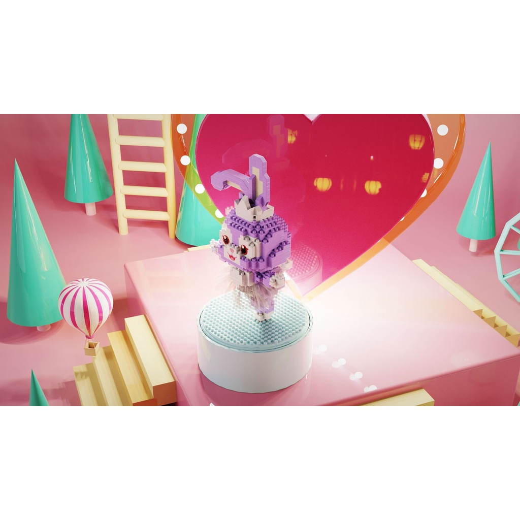 Bộ Đồ Chơi Lắp Ráp Hình Chú Thỏ Múa Ba Lê Xoay Được