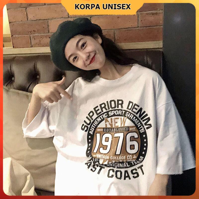 Áo thun tay lỡ form rộng in hoạ tiết chữ DENIM 1976 - phông ulzzang unisex nam nữ đều mặc được