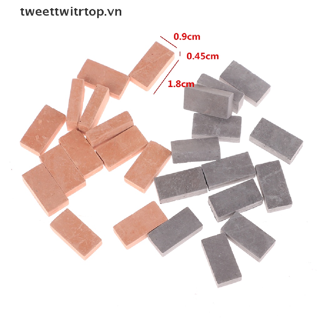 Set 50 Viên Gạch Nhân Tạo mini Tỉ Lệ 1 / 16 Dùng Để Trang Trí Tiểu Cảnh / Nhà Búp Bê