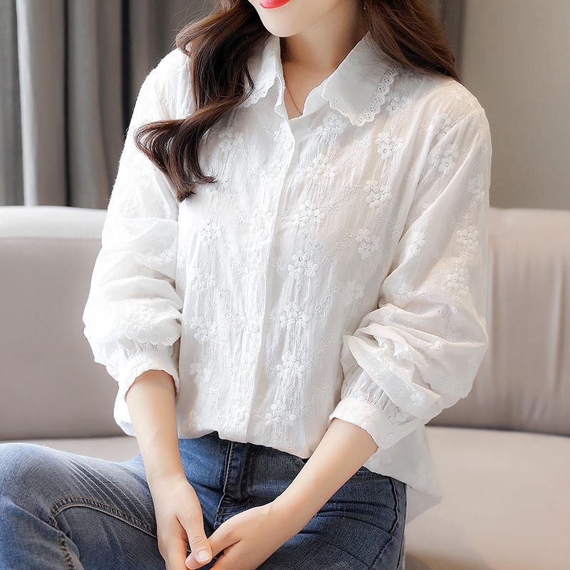 Áo Sơ Mi Cotton Thêu Họa Tiết Đơn Giản Thời Trang Chất Lượng