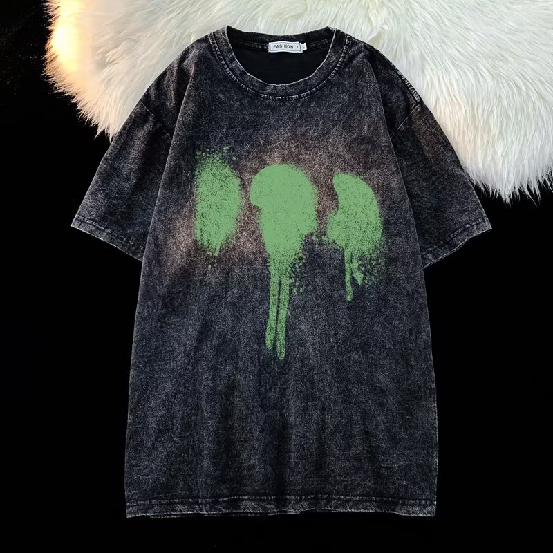 Áo Thun Tay Ngắn Dáng Rộng In Họa Tiết Đơn Giản Thời Trang Đường Phố Mới Cho Nam