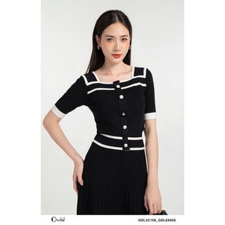Áo len cổ vuông tay lỡ tiểu thư - orchid gdl3c106