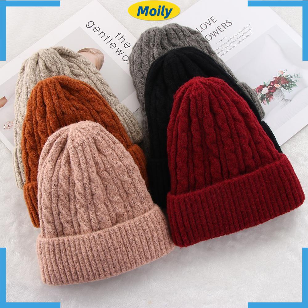 Mũ Len Trùm Đầu Dày Dặn Mềm Mại Màu Trơn Thời Trang Mùa Đông Cho Nam Và Nữ