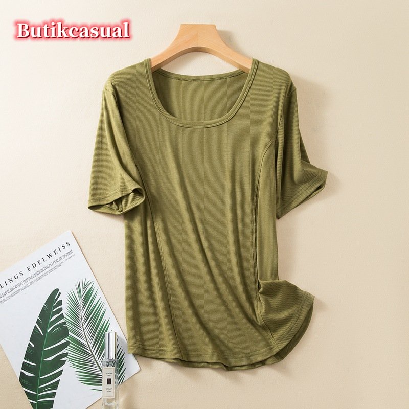 Áo Thun cotton Cổ Vuông Tay Ngắn Thời Trang Mùa Hè 2023 Cho Nữ