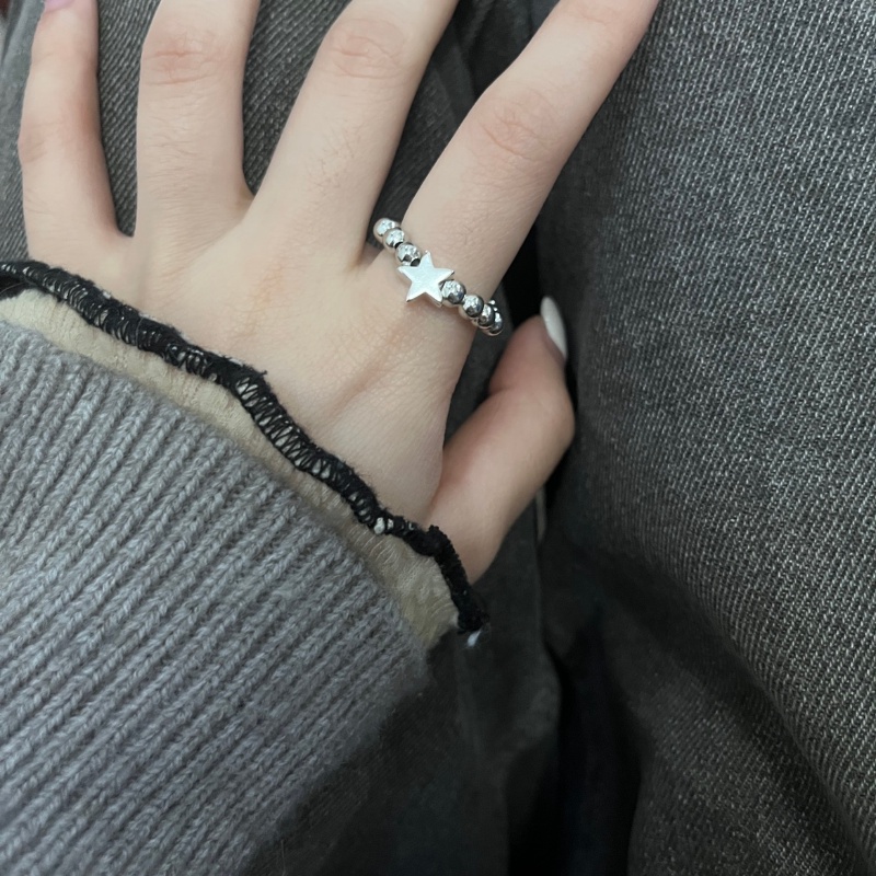 Nhẫn Tròn Hình Ngôi Sao Bằng Hợp Kim Màu Sắc Cổ Điển Phong Cách Hàn Quốc