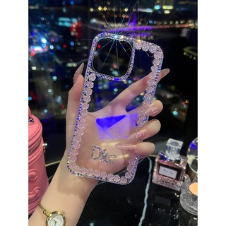 Ốp Điện Thoại Silicon Mềm Trong Suốt Đính Đá Hình Hoa Cho iphone 15 13 14 11 12 pro max 12mini x xs max xr 6 6s 7 8 plus