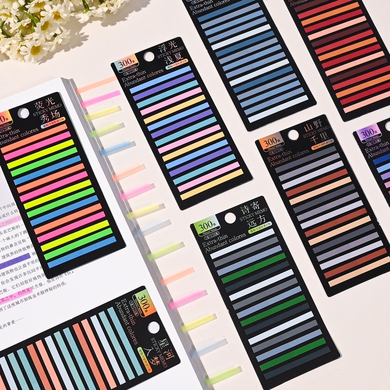 Set 300 Tờ Giấy Ghi Chú Màu Dạ Quang Chống Nước Có Thể Tái Sử Dụng