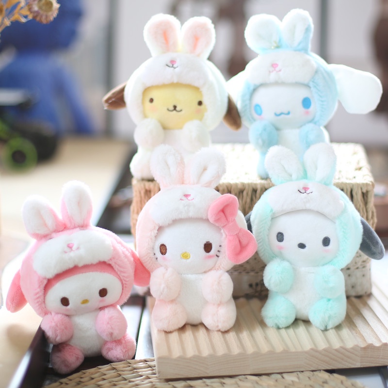 SANRIO Thú Nhồi Bông Hình Thỏ Kuromi Cinnamoroll Dễ Thương Cho Bé Gái