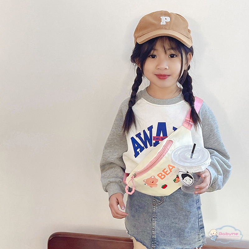 Túi Đeo Chéo Nhỏ Gọn Nhẹ In Họa Tiết Trái Cây / Chữ Hoạt Hình Phong Cách Hàn Quốc Dễ Thương Cho Bé