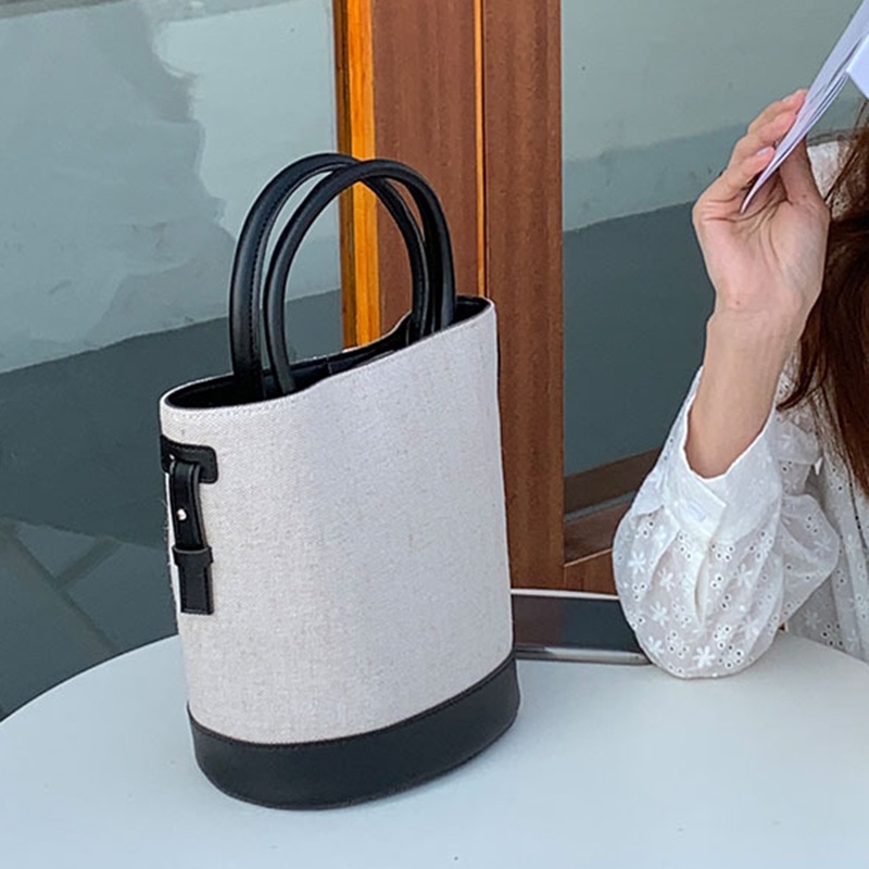 Ielgy Túi canvas Đeo Chéo Màu Sắc Tương Phản Phong Cách Đơn Giản