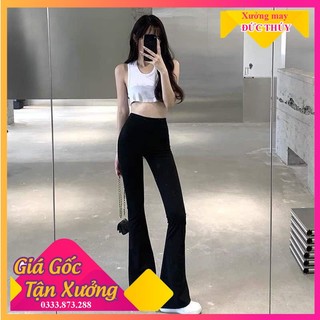 Quần ống loe nữ chất umi cạp cao dáng dài, quần legging nữ ôm ống loe nên from xinh tôn dáng