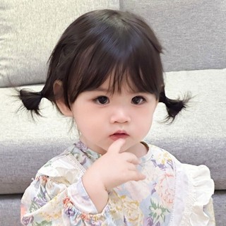 Bộ tóc giả ngắn hai đầu dễ thương cho bé gái qi liu hai