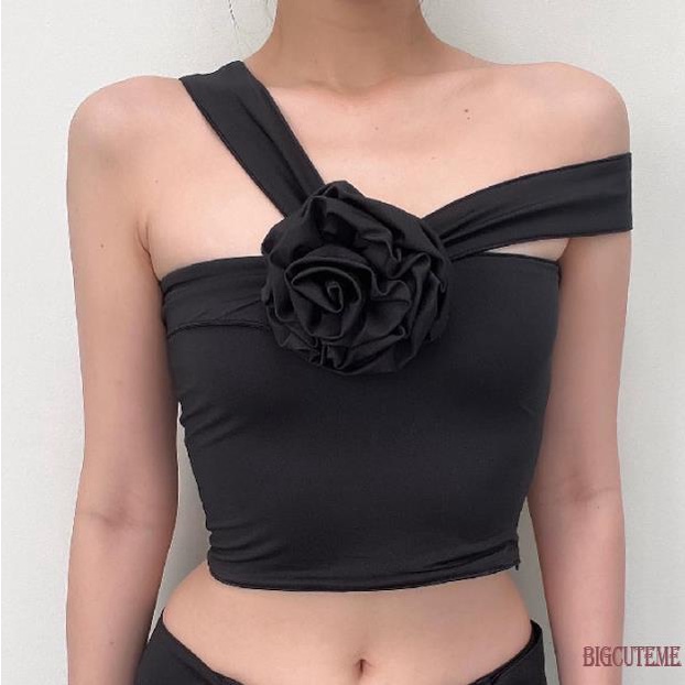 Áo Thun Sát Nách Màu Trơn Họa Tiết Hoa 3D Dành Cho Nữ