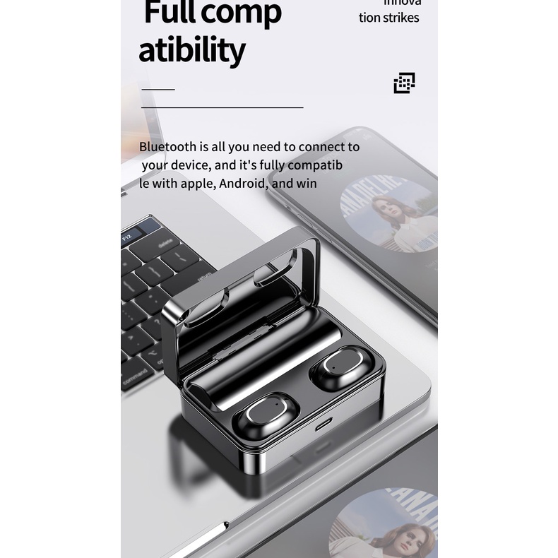 Bộ Tai Nghe Bluetooth Không Dây T5 TWS Có Mic Kiểu Dáng Thể Thao Cho Nữ