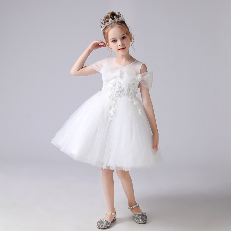 Đầm Công Chúa Màu Trắng Trang Trọng Cho Bé Gái 7 Tuổi