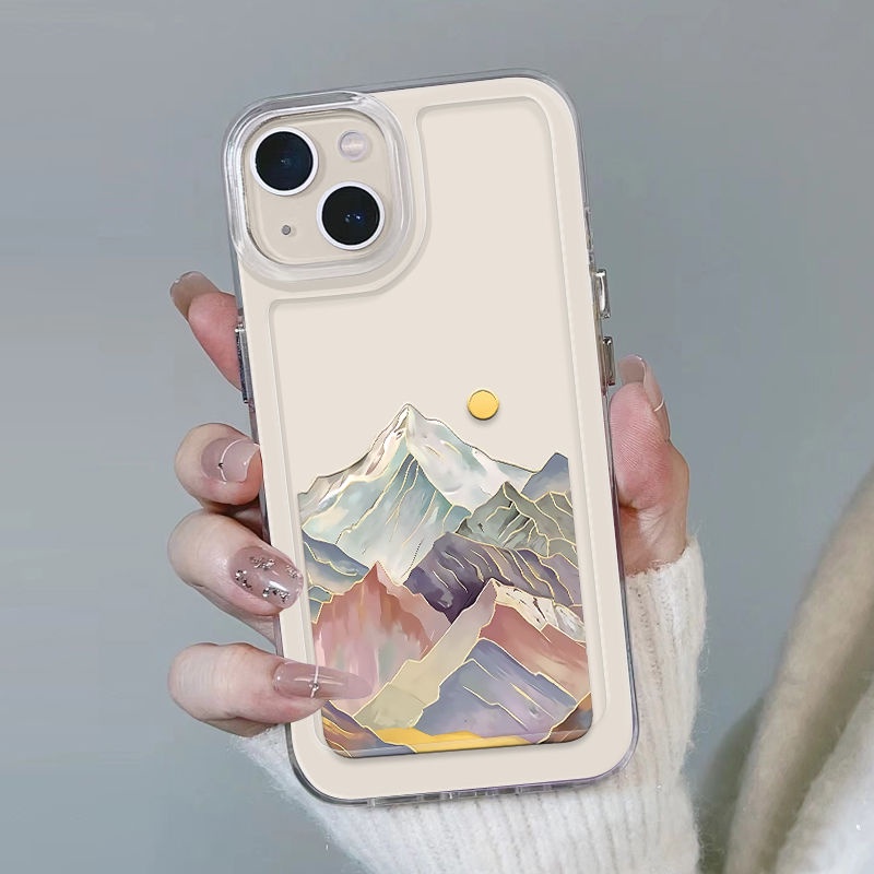 ✅Ốp Điện Thoại Mềm Chống Sốc Họa Tiết Núi Tuyết Đầy Màu Sắc Cho iPhone14promax 13 / 12 / 11 xr / xs 78p 7I2F