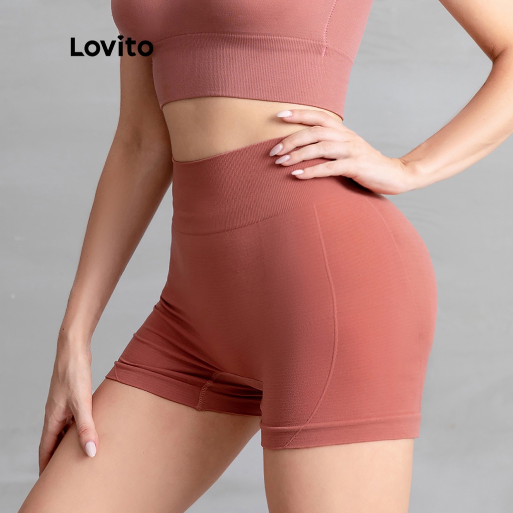 Quần đùi thể thao LOVITO màu trơn in họa tiết phong cách thời trang thiết yếu