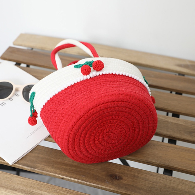 Ielgy Túi Xách Dệt In Họa Tiết cherry Phong Cách Nhật Bản Ngọt Ngào