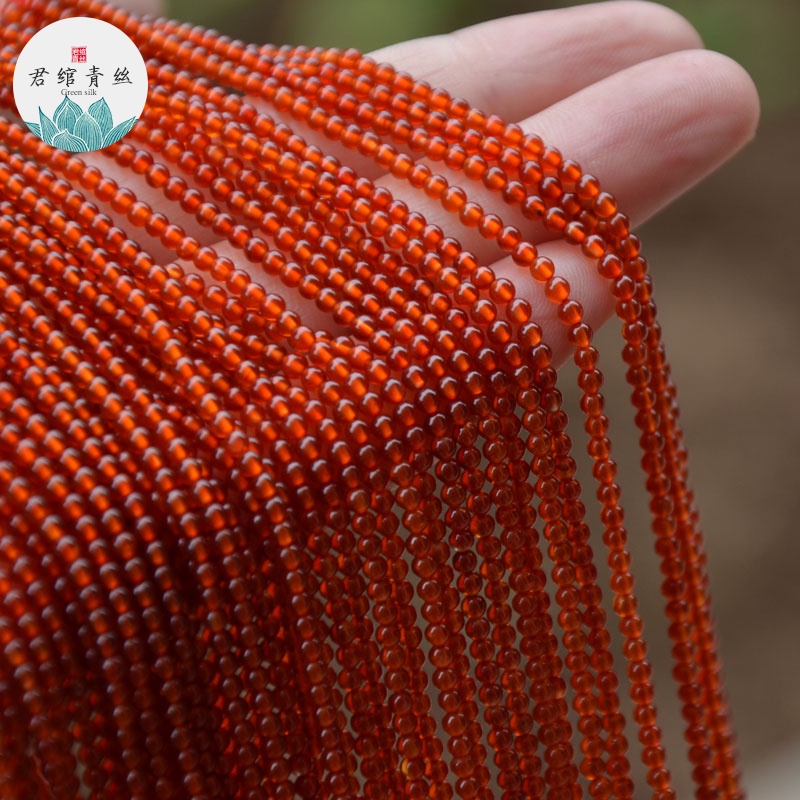 Chuỗi Hạt Đá Mã Não Đỏ Tự Nhiên 2mm Dùng Làm Trang Sức Thủ Công