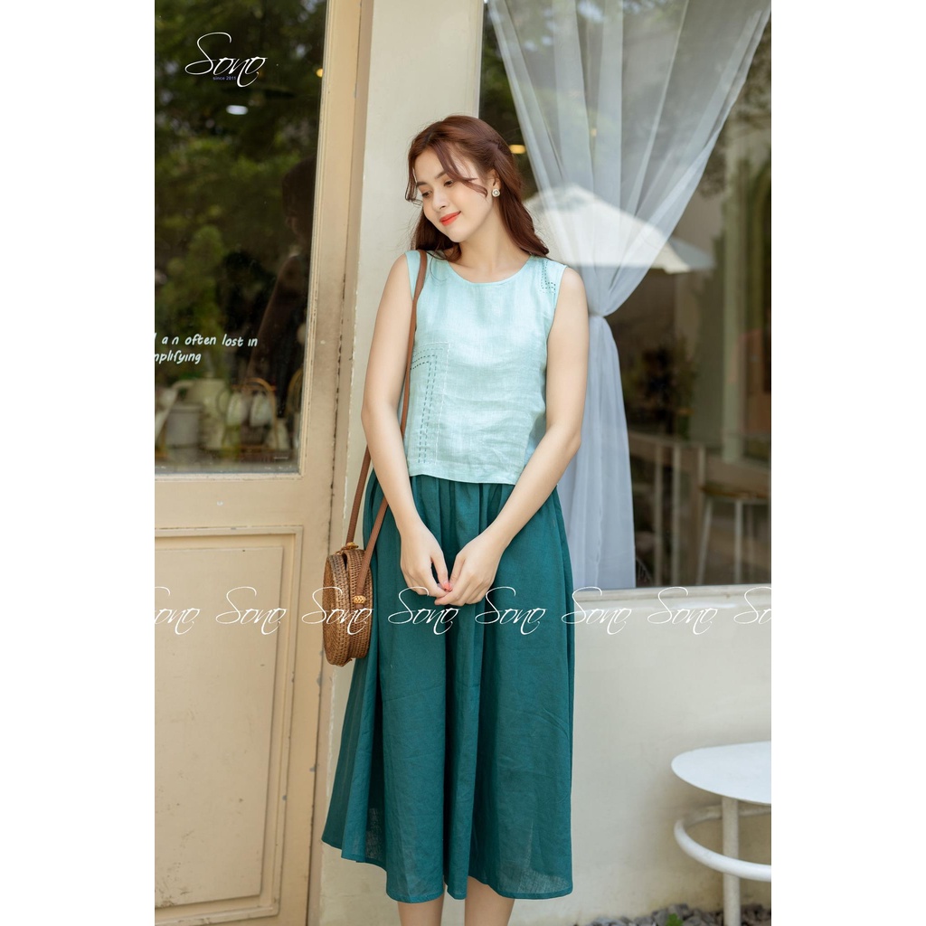 Sono - Chân váy chất liệu linen dáng dài hàng thiết kế trẻ trung