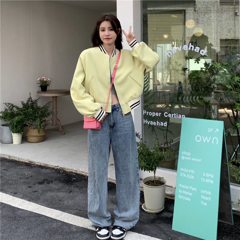 IELGY  Áo Khoác Tay Dài Dáng Rộng Kiểu Hàn Quốc Thiết Kế Ngọt Ngào Cho Nữ