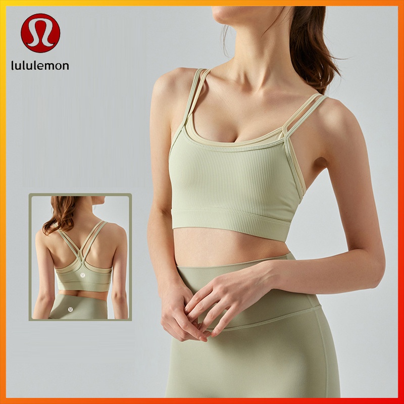 Lululemon Áo Ngực Thể Thao yoga Hai Mảnh Thiết Kế Màu Tương Phản Có Đệm Ngực Tháo Rời Được DSB389