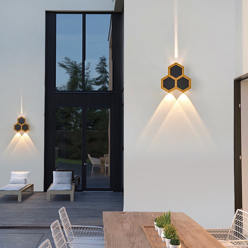 Đèn LED Lục Giác IP65 Hai Đầu Bằng Nhôm Chống Thấm Nước Gắn Tường / Xuống / Hành Lang