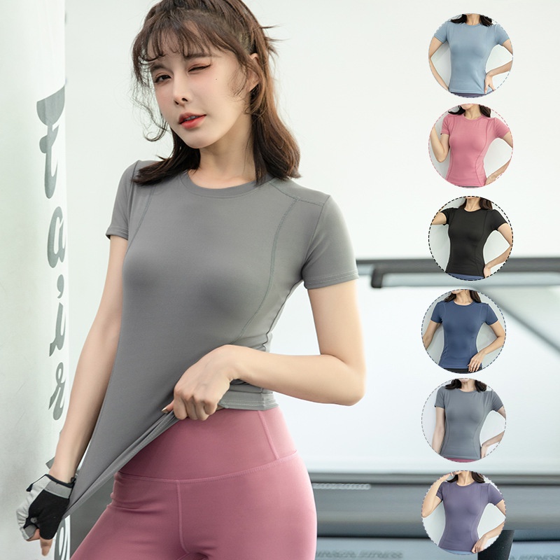 Áo Thể Thao Ôm Dáng Thấm Hút Mồ Hôi Thoáng Khí Mau Khô Cho Nữ