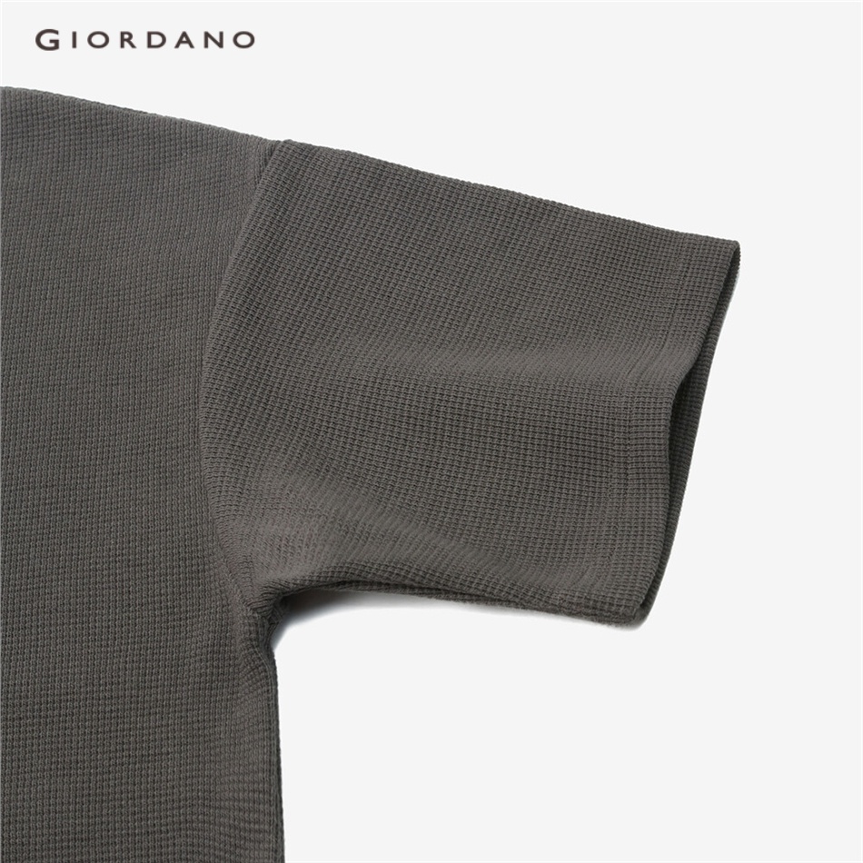 Áo polo nữ GIORDANO 05313451 dệt kim vải waffle dáng rộng tay ngắn thả vai màu trơn thời trang