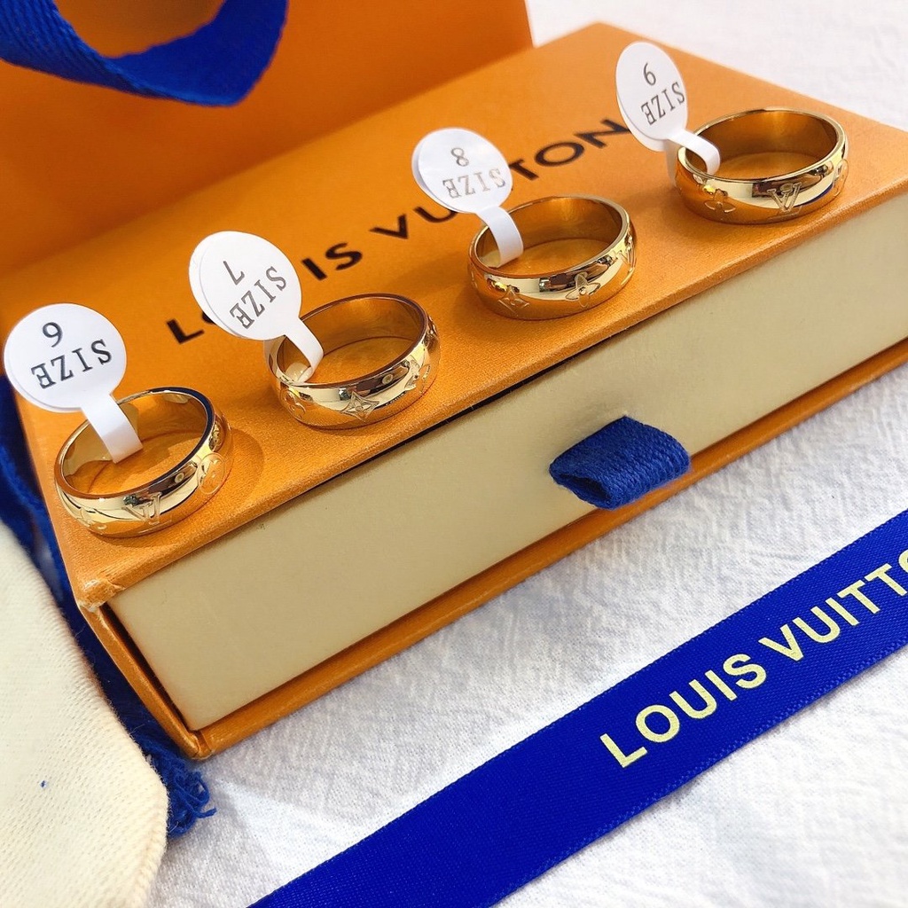 Nhẫn Thép Titan Louis Vuitton Thời Trang Trang Sức Văn Phòng Cho Nam Và Nữ LV Senior Quý Phái Chống Thấm Nước Và Rỉ Sét