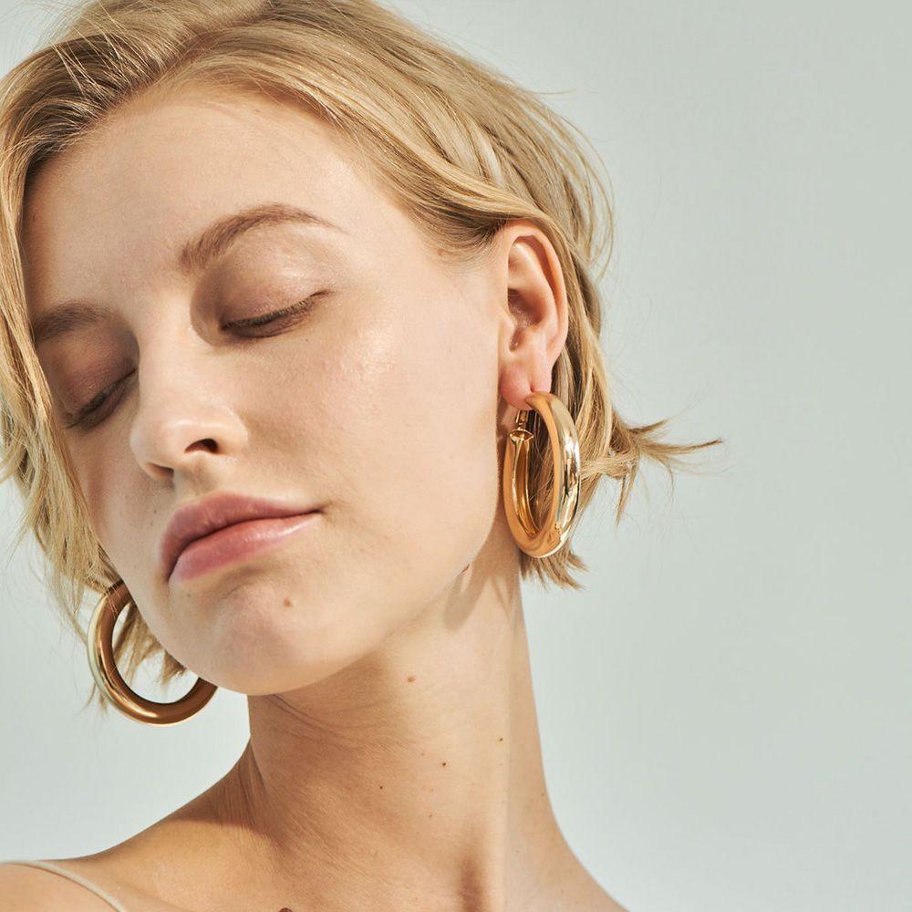 Cặp khuyên tai tròn phong cách hip hop cá tính sang trọng dành cho nữ