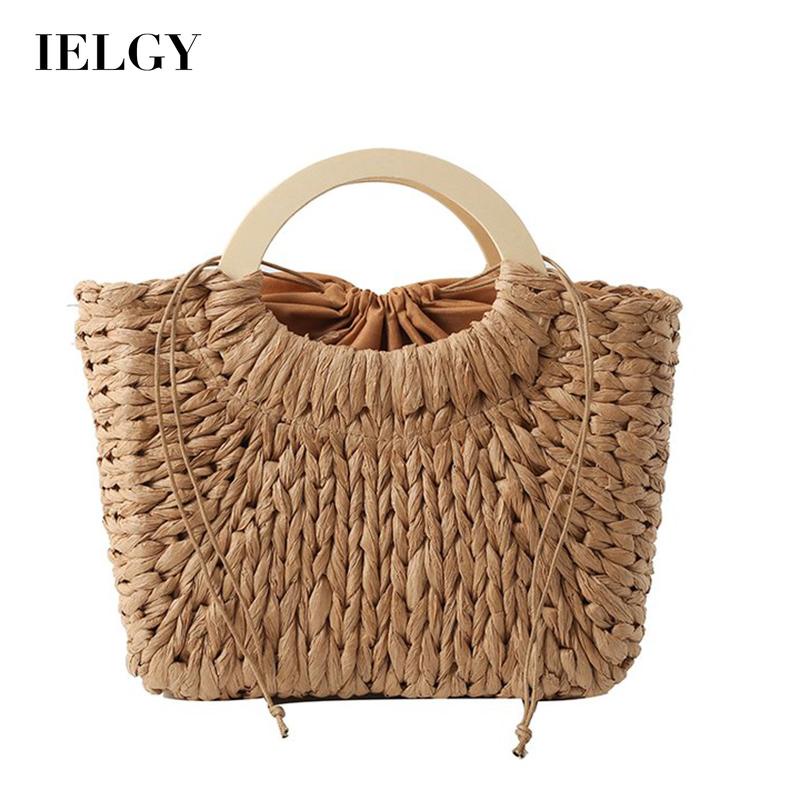 Ielgy Túi Xách Rơm Đựng Rau Củ Quả Phong Cách Nhẹ Nhàng Đa Ứng Dụng Mùa Hè Cho Nữ