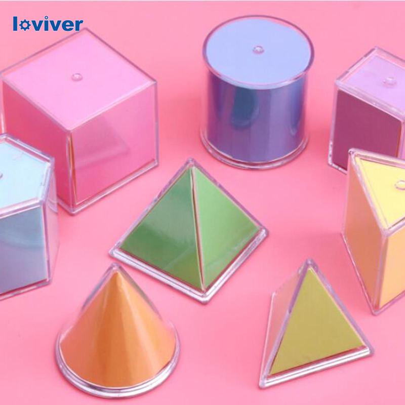 Set 8 Đồ Chơi Hình Học 3D Phân Loại Montessori Cho Bé