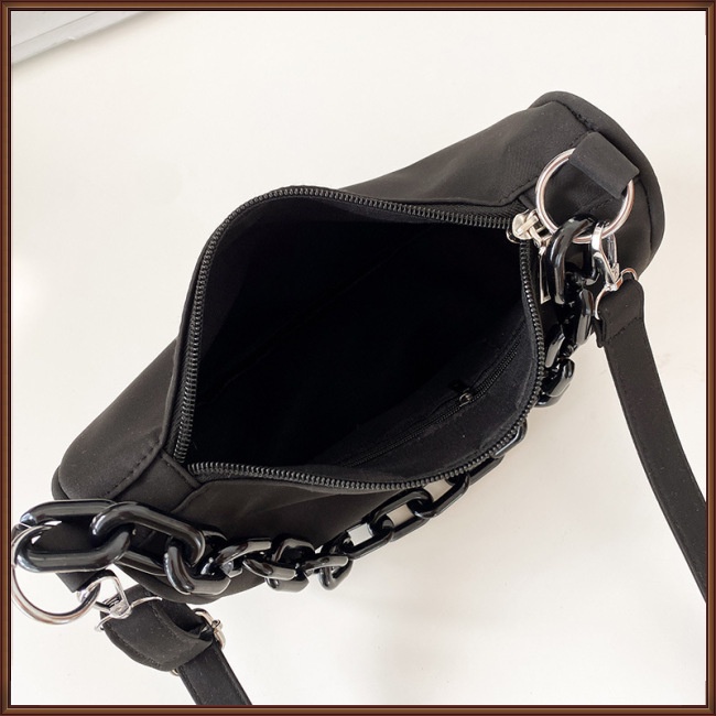 Túi Đeo Vai Bằng Nylon Màu Trơn Có Khóa Kéo Thời Trang Cho Nữ