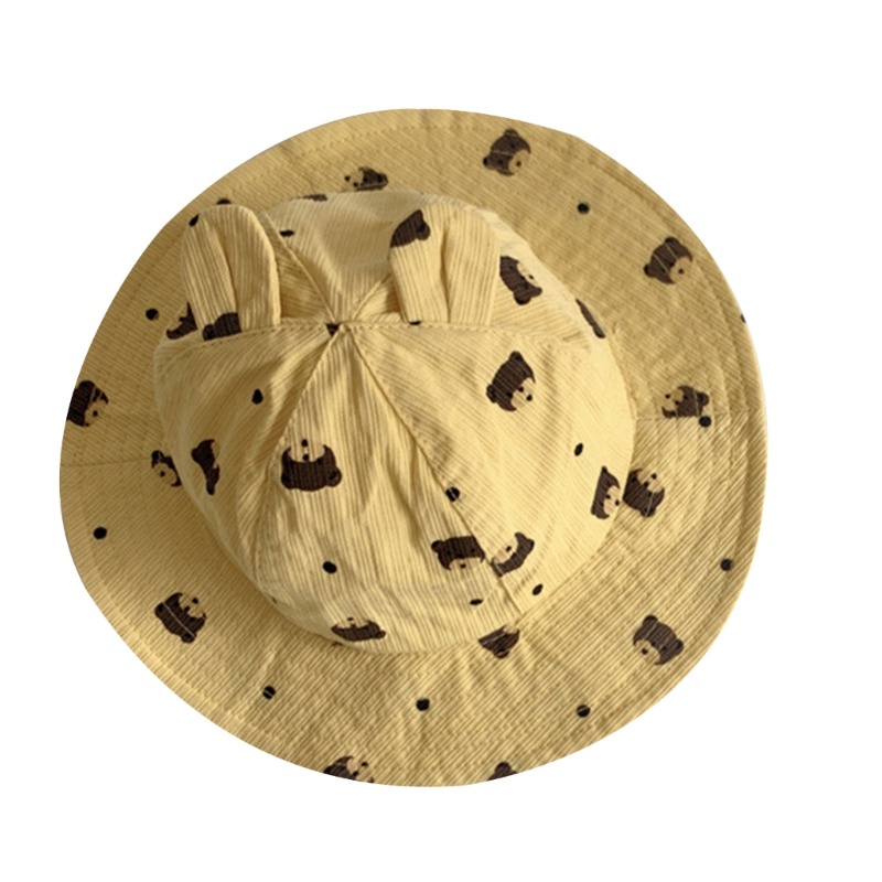 Nón Tai Gấu Chất Liệu Cotton Thoáng Khí Thời Trang Mùa Hè Cho Bé Gái