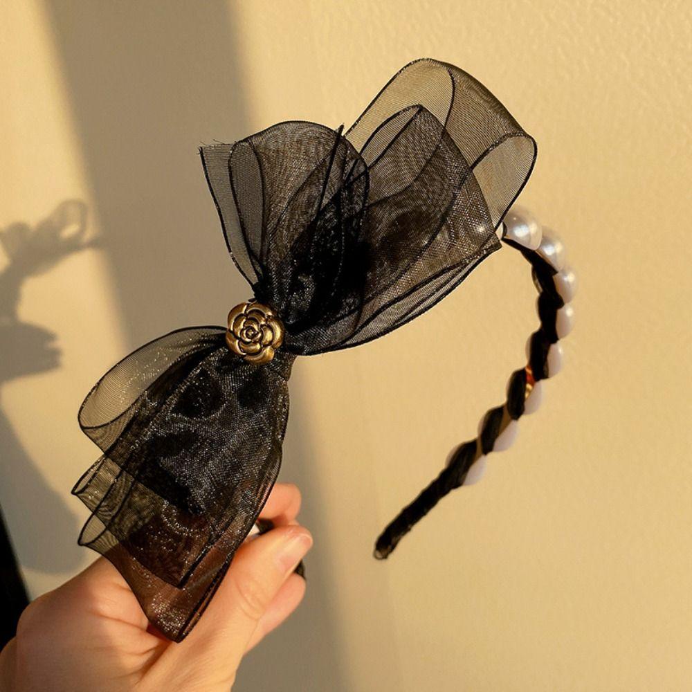 NICKOLAS Băng Đô Vải Lưới Đính Hoa Phong Cách Hàn Quốc Cho Nữ