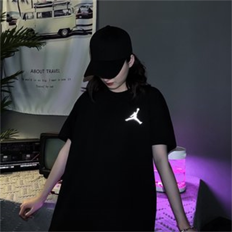 Áo Thun Cotton AIR-J Tay Ngắn In Chữ Đơn Giản Phong Cách Thể Thao Cho Cặp Đôi Plus Size M-XXL