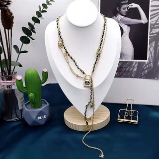 Vòng cổ hai lớp đính ngọc trai nhỏ chữ c cao cấp thời trang