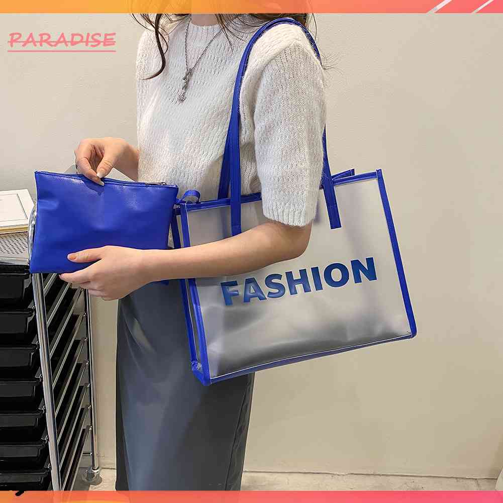 Túi Xách PVC Trong Suốt In Chữ Thời Trang Đi Biển Mùa Hè Cho Nữ