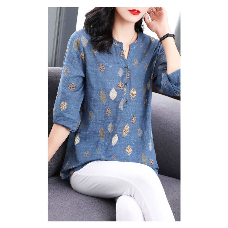 Áo Sơ Mi Dáng Rộng In Họa Tiết Vintage Thoải Mái Thời Trang