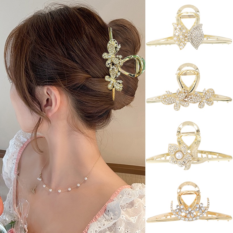 Haimeikang Kẹp Tóc Hình Hoa Bướm Bằng Kim Loại Cỡ Lớn Thời Trang