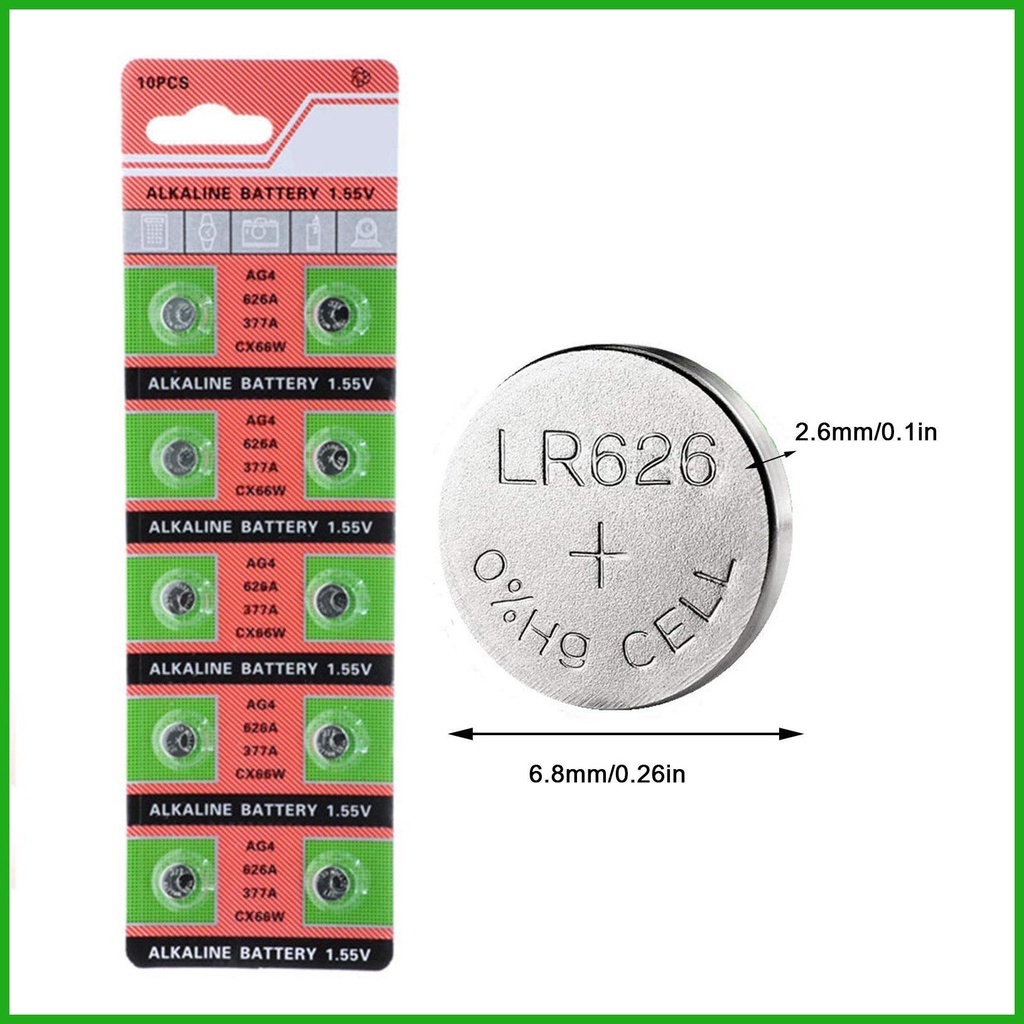 Set 10 Pin Nút Áo 1.55V AG4 LR626 SR626SW SR66 LR66 1.55V AG4 LR626 377 LR626 SR626SW SR66 LR66 Chuyên Dụng